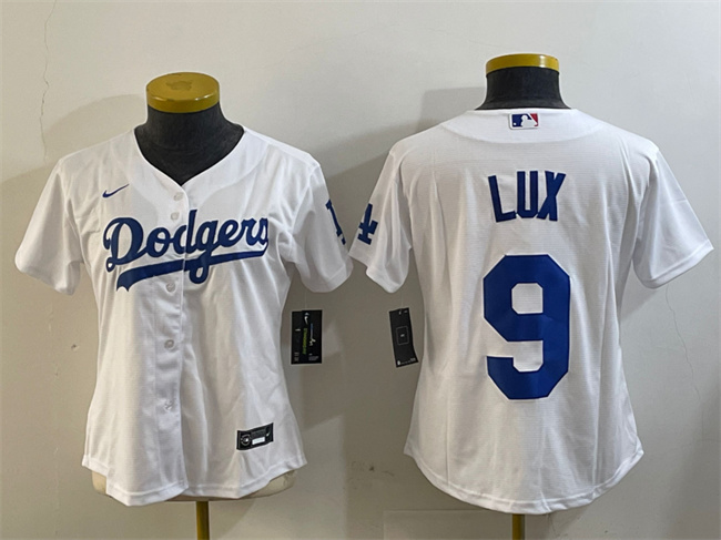 Youth Los Angeles Dodgers #9 Gavin Lux White Cool Base Stitched Baseball Jersey Youth Los Angeles Dodgers #9 Gavin Lux White Cool Base Stitched Baseball Jersey